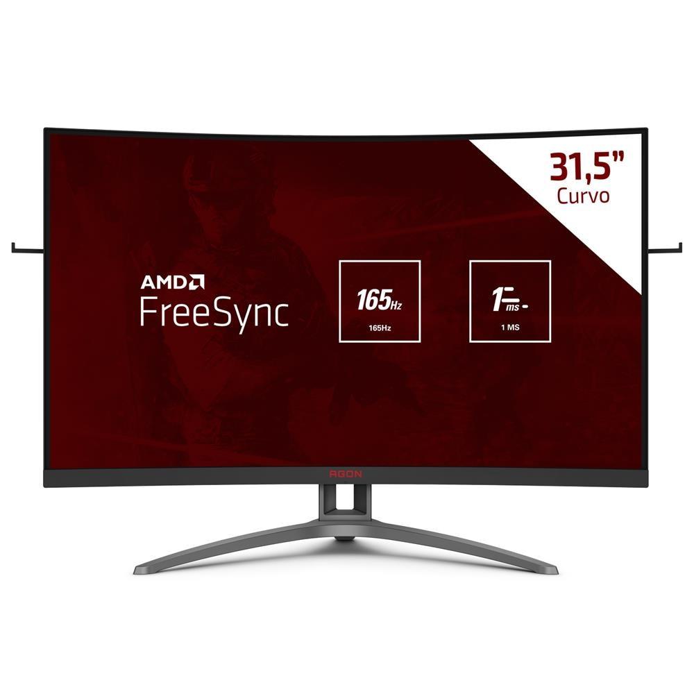 Monitor Gamer Curvo 31,5" AOC Agon AG323FCXE Tela Widescreen, Full HD,165Hz, 1ms e AMD FreeSync Premium - Preto - 1