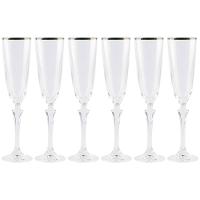 Conjunto de Taças para Champanhe Bohemia Elizabeth em Cristal Ecológico Silver Rim 200 ml – 6 Peças - 1