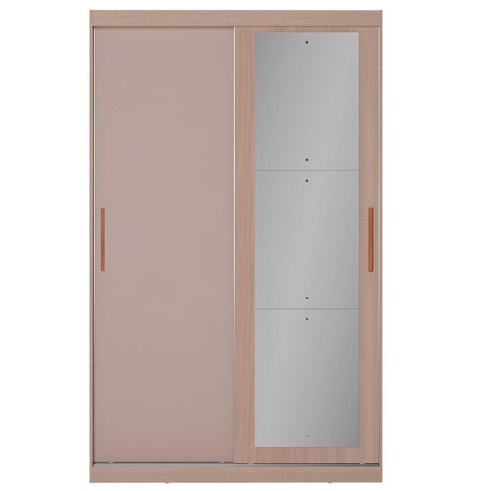 Guarda-Roupa Solteiro Bartira Paris com Espelho, 2 Portas de Correr e 2 Gavetas - 134,4 cm de Largura - 2