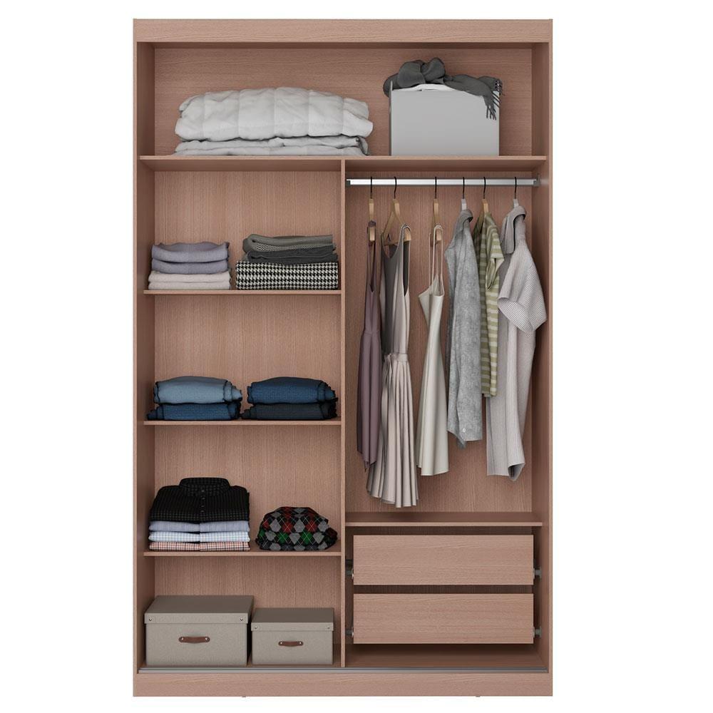 Guarda-Roupa Solteiro Bartira Paris com Espelho, 2 Portas de Correr e 2 Gavetas - 134,4 cm de Largura - 3