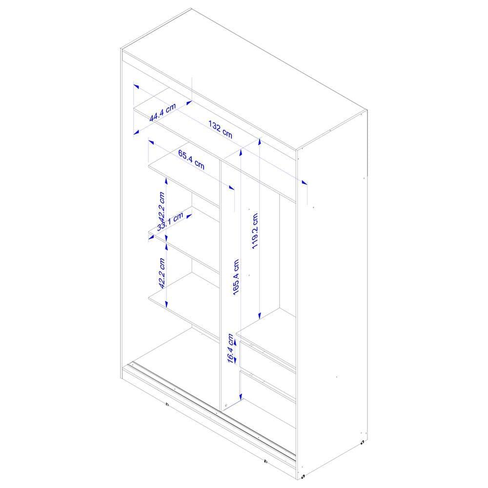 Guarda-Roupa Solteiro Bartira Paris com Espelho, 2 Portas de Correr e 2 Gavetas - 134,4 cm de Largura - 4
