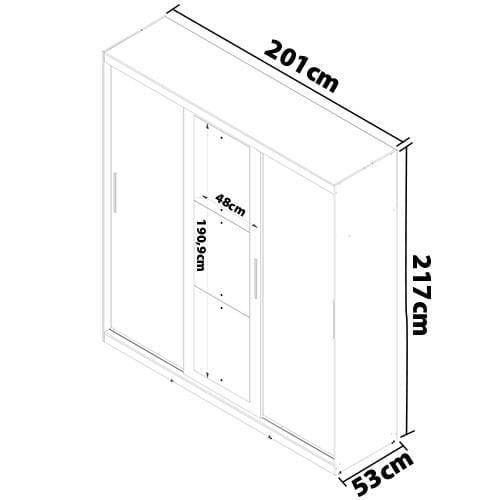Guarda-Roupa Bartira Paris com Espelho, 3 Portas de Correr e 2 Gavetas - 5