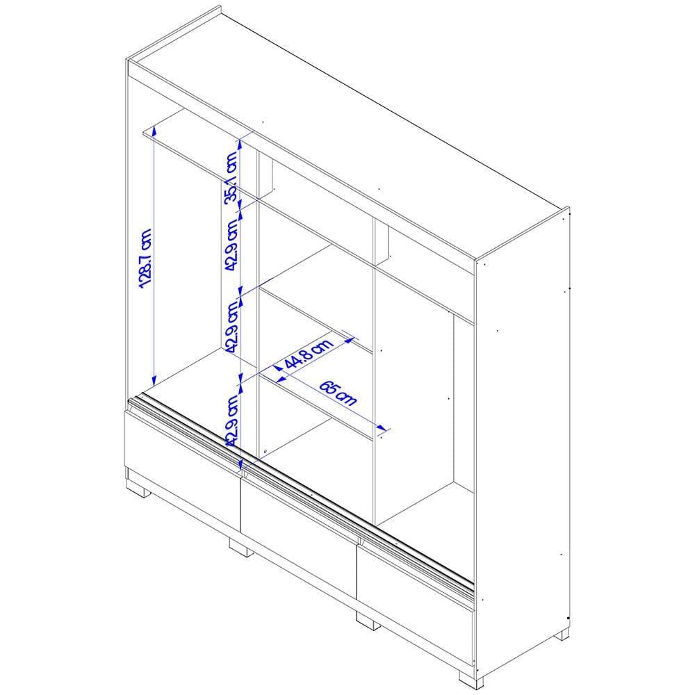 Guarda-Roupa Bartira Monza com 3 Portas de Correr e 3 Gavetas - 199,8cm de largura - 9