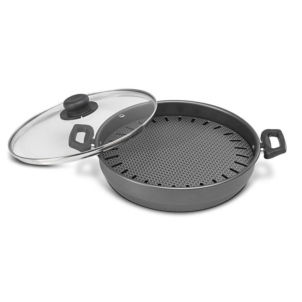 Caçarola Churrasqueira Multiflon Antiaderente com Tampa de Vidro - 28cm - 1