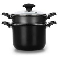 Cuscuzeira Multiflon Induct+ Antiaderente Quartzo Preta - 16 cm - 2