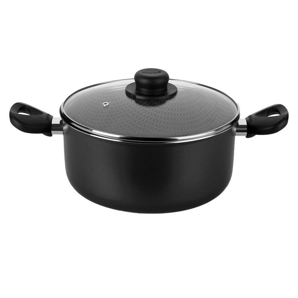 Caçarola Gourmet Multiflon com Tampa de Vidro e Antiaderente de Alumínio - 24cm - 1