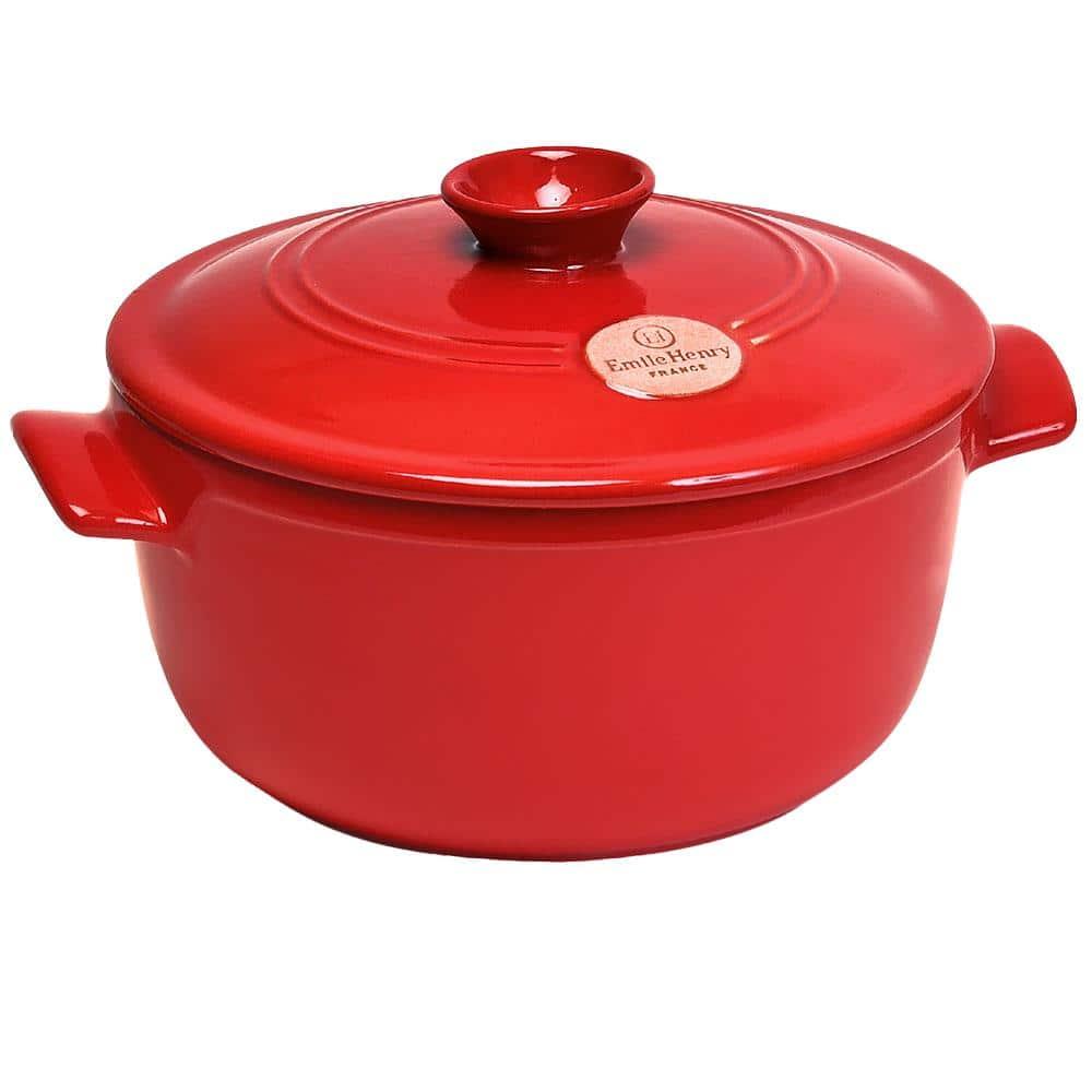 Caçarola com Tampa 4 L Emile Henry em Cerâmica Vermelha - 26 cm - 1