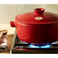 Caçarola com Tampa 5 L Emile Henry em Cerâmica Vermelha - 28,5 cm - 2