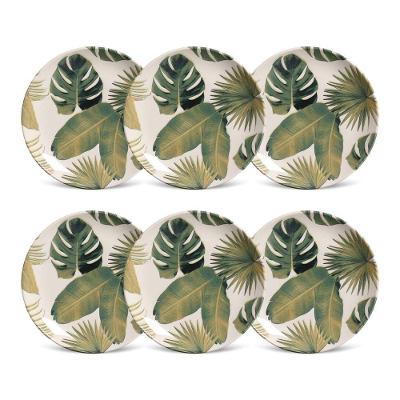 Conjunto de Pratos de Sobremesa Porto Brasil Coup Foliage em Faiança Feldspática 20 cm - 6 Peças