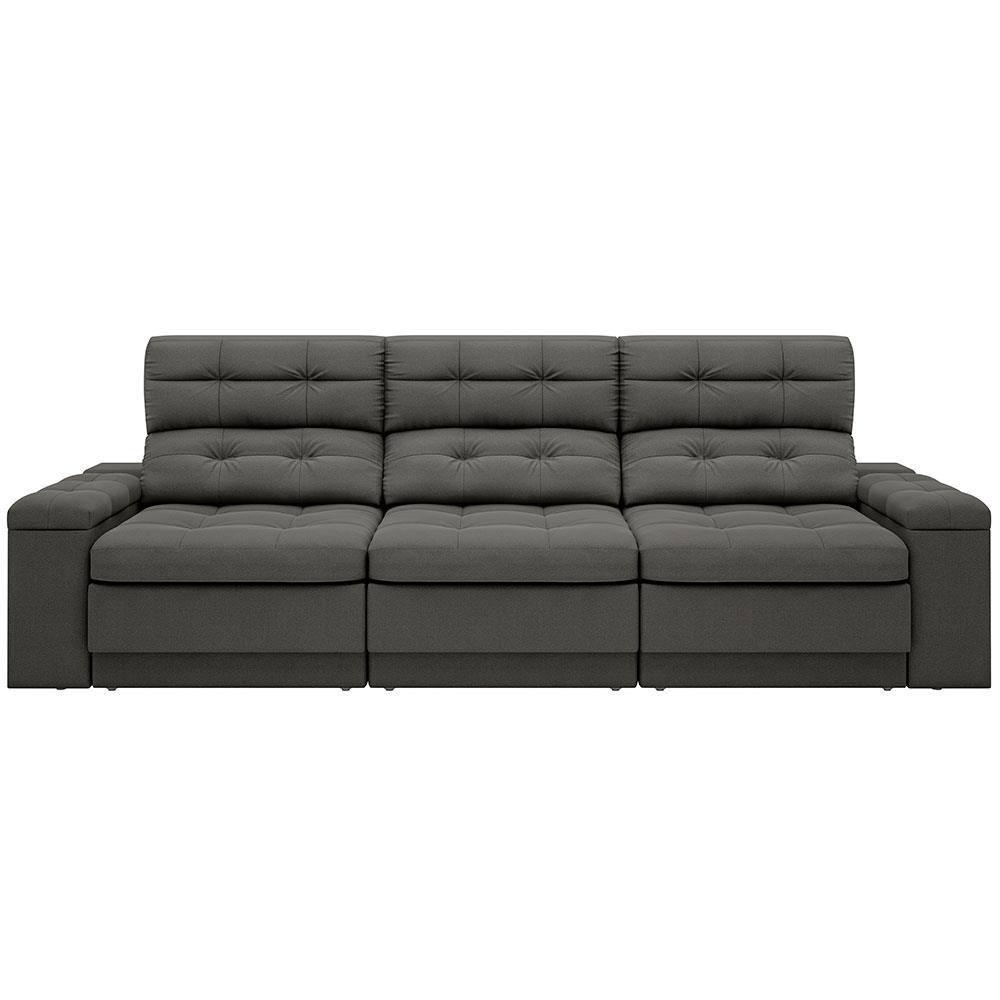 Sofá Retrátil Reclinável 4 Lugares DDS Next Brunello com Almofadas Fixas, Revestimento Velosuede e Espuma D26 - 230cm de largura - 1