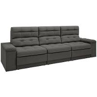 Sofá Retrátil Reclinável 4 Lugares DDS Next Brunello com Almofadas Fixas, Revestimento Velosuede e Espuma D26 - 230cm de largura - 2