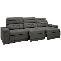 Sofá Retrátil Reclinável 4 Lugares DDS Next Brunello com Almofadas Fixas, Revestimento Velosuede e Espuma D26 - 230cm de largura