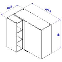 Armário Aéreo de Canto Bartira Cristal MDP 15mm com 1 Porta e 2 Prateleiras - 101,8cm de largura - 8