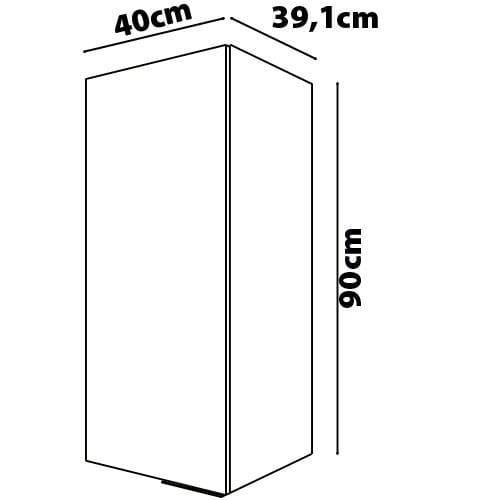 Armário Aéreo Bartira Cristal MDP 15mm com 1 Porta e 2 Prateleiras - 40cm de largura - 9
