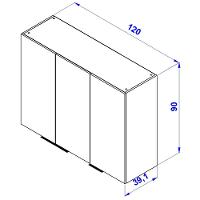 Armário Aéreo Bartira Cristal MDP 15mm com 3 Portas e 3 Prateleiras - 120cm de largura - 8