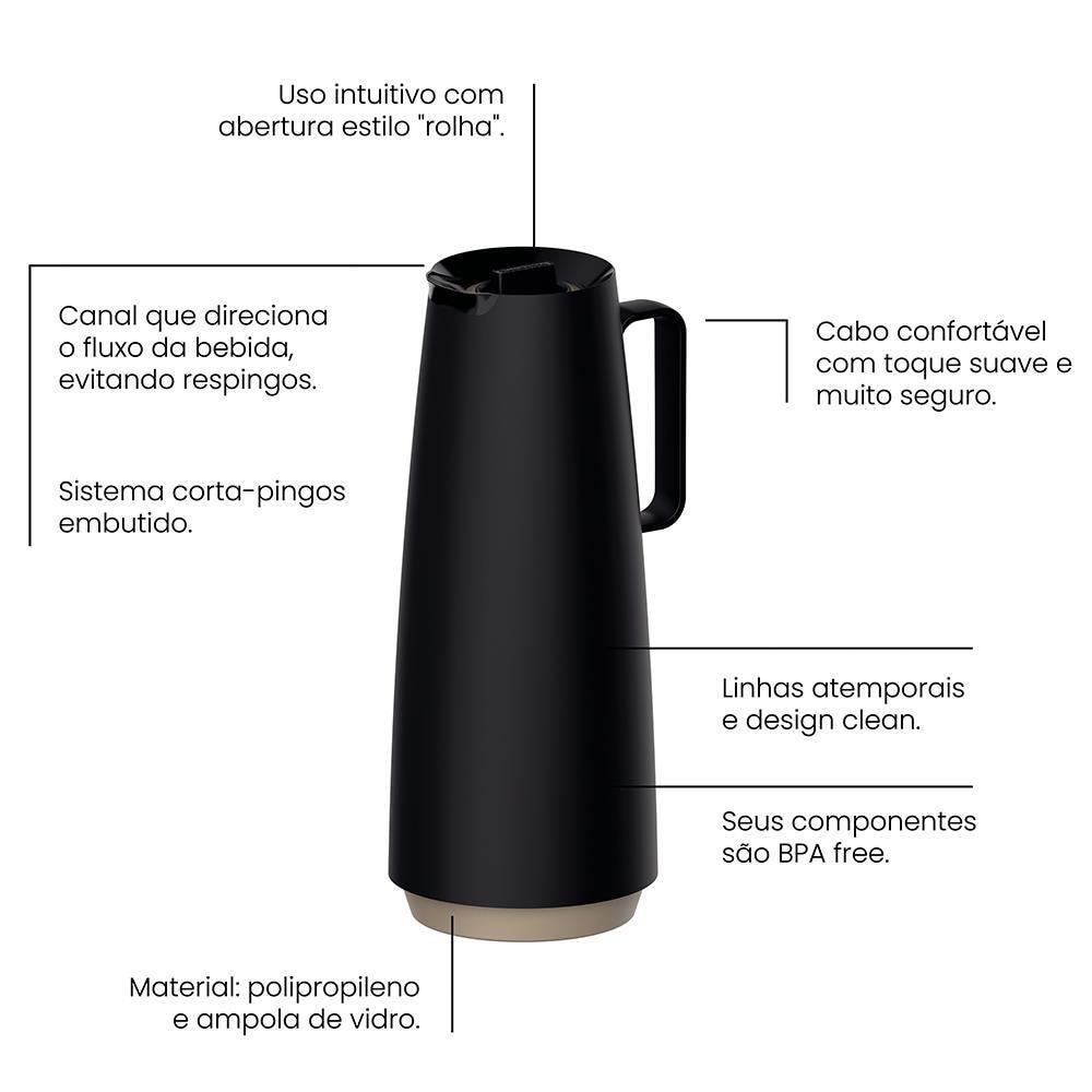 Bule Térmico Tramontina Exata em Polipropileno Preto – 1 L - 5