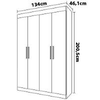 Guarda-Roupa Bartira Ville com 4 Portas, 2 Gavetas e 2 Prateleiras - 134cm de largura - 6