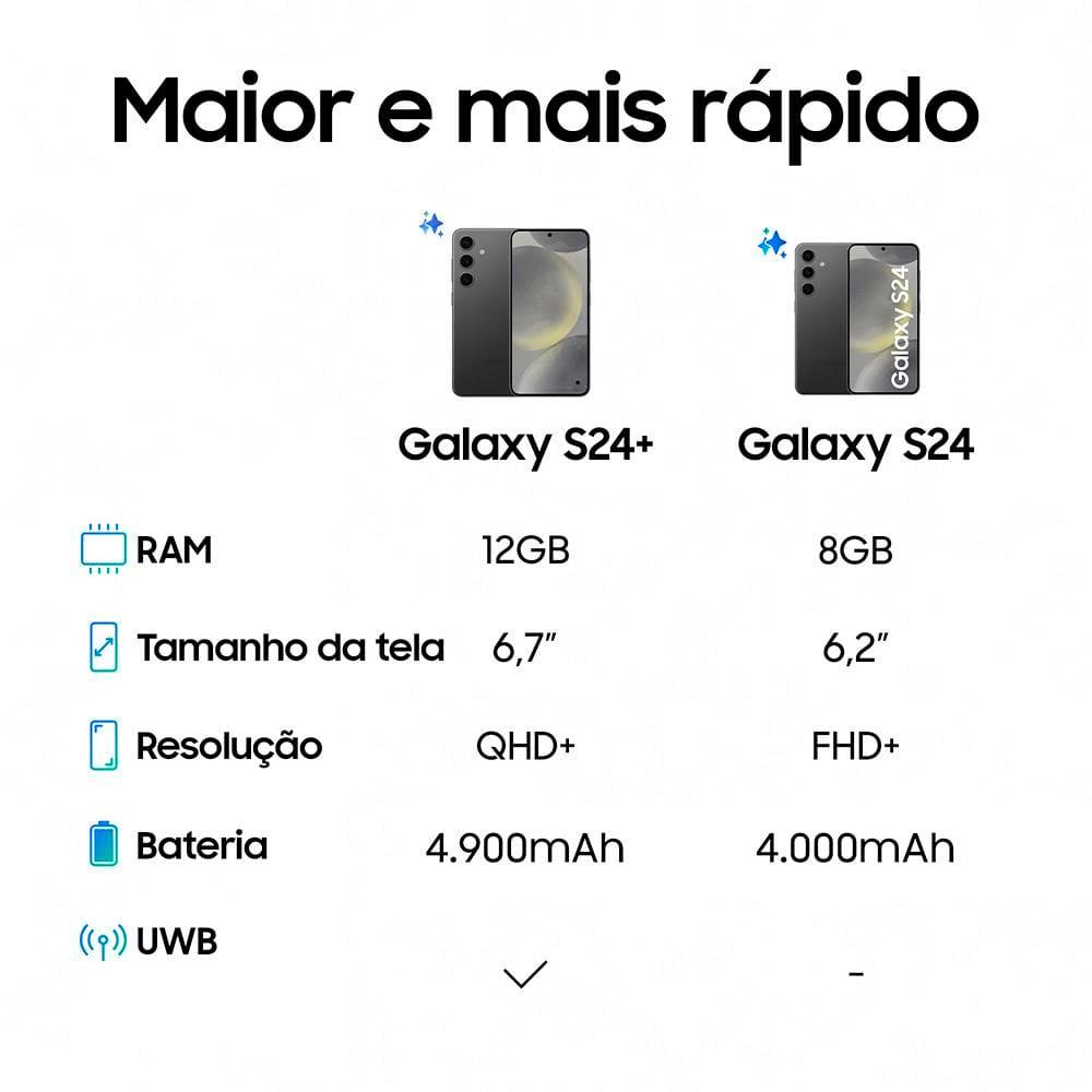 Smartphone Samsung Galaxy S24 5G Preto 256GB, Tela 6.2", 8GB RAM, Inteligência Artificial, IP68, Processador Exynos 2400, Câmera Tripla Traseira - 9