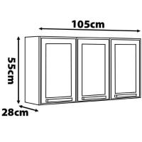 Armário Aéreo Triplo Itatiaia New Premium com 3 Portas e 2 Prateleiras - 120cm de largura - 3