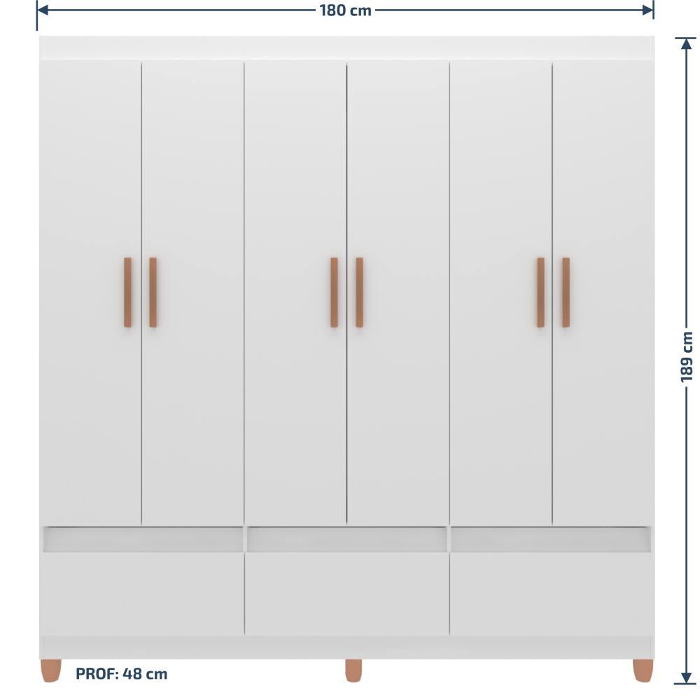 Guarda-Roupa Bartira Ilhéus com Cabideiro, 6 Portas de Bater, 3 Gavetas e 180cm de Largura - 8