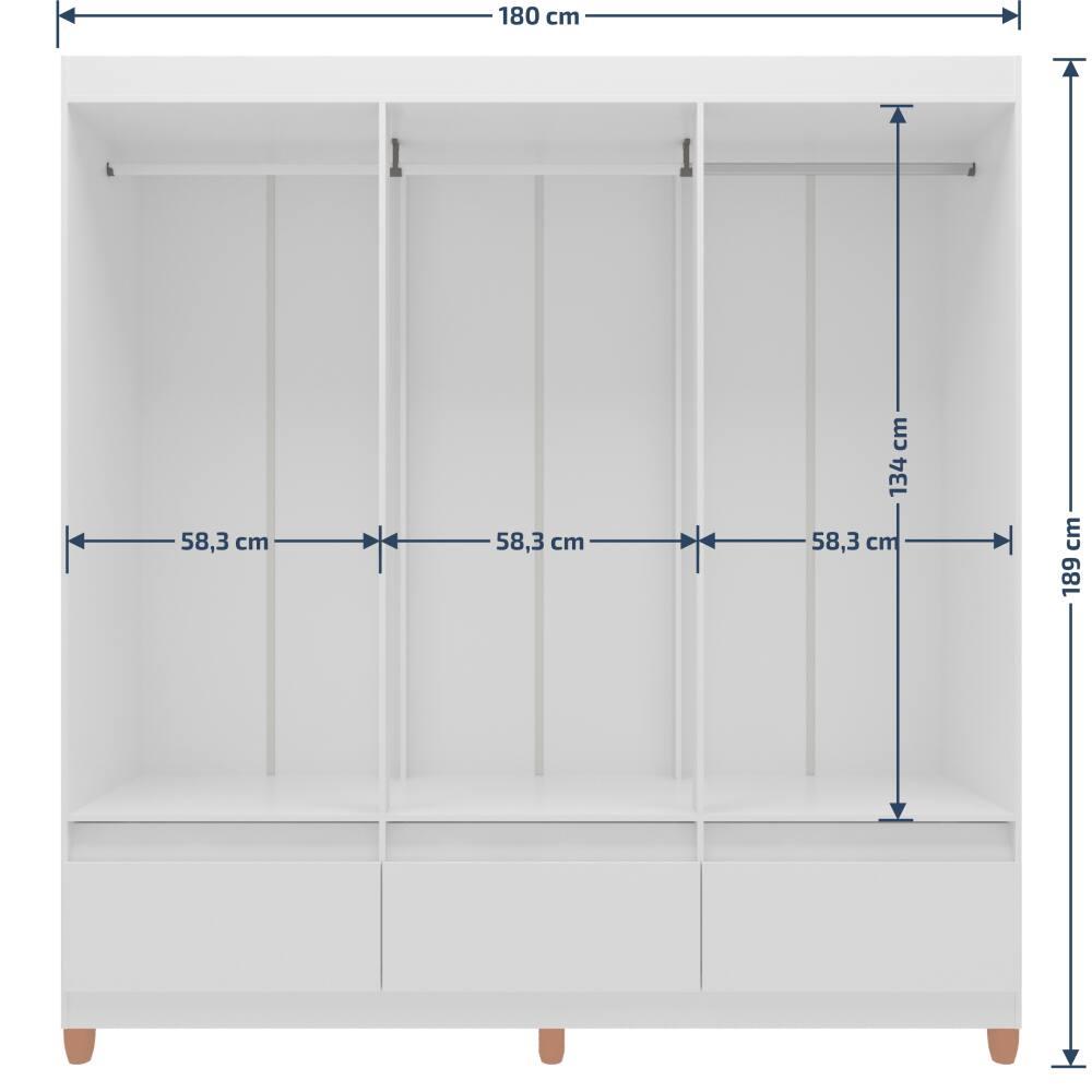 Guarda-Roupa Bartira Ilhéus com Cabideiro, 6 Portas de Bater, 3 Gavetas e 180cm de Largura - 9