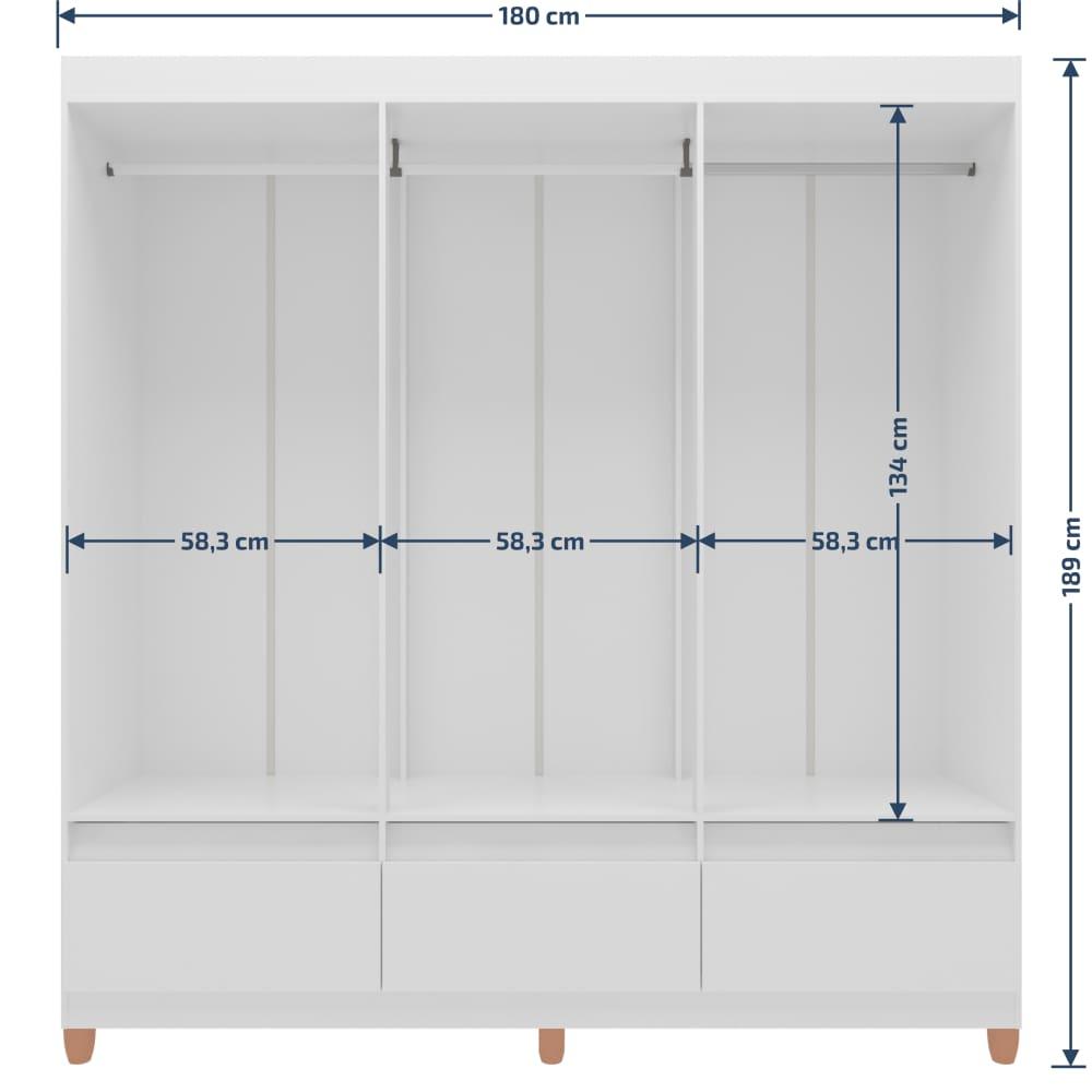 Guarda-Roupa Bartira Ilhéus com Cabideiro, 6 Portas de Bater, 3 Gavetas e 180cm de Largura - 13