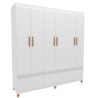 Guarda-Roupa Bartira Ilhéus com Cabideiro, 6 Portas de Bater, 3 Gavetas e 180cm de Largura - 2
