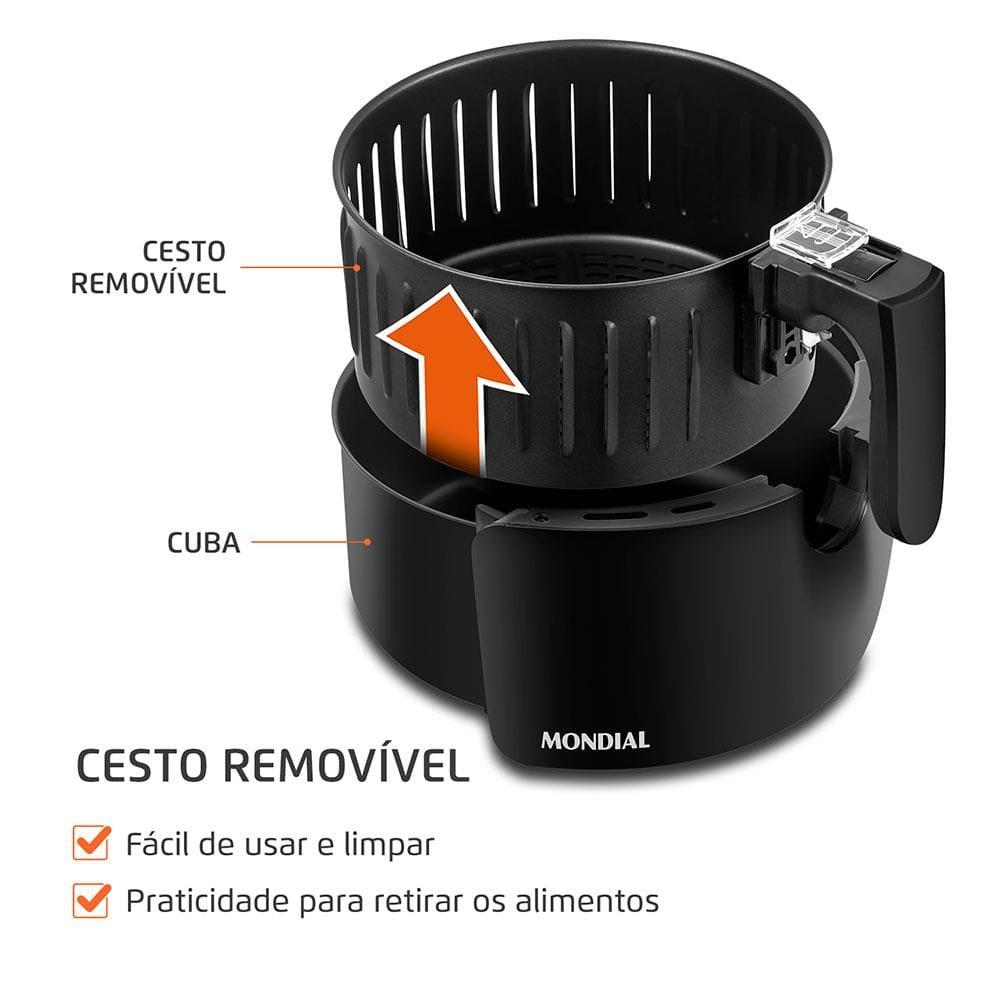 Fritadeira Elétrica Air Fryer Mondial AF-36-FB Pratic 3,6L Lâmpada Piloto Aviso Sonoro Preta - 4