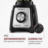 Liquidificador Mondial Turbo Glass L-1400 GI Preto/Inox 1400W com Jarra de Vidro - 6