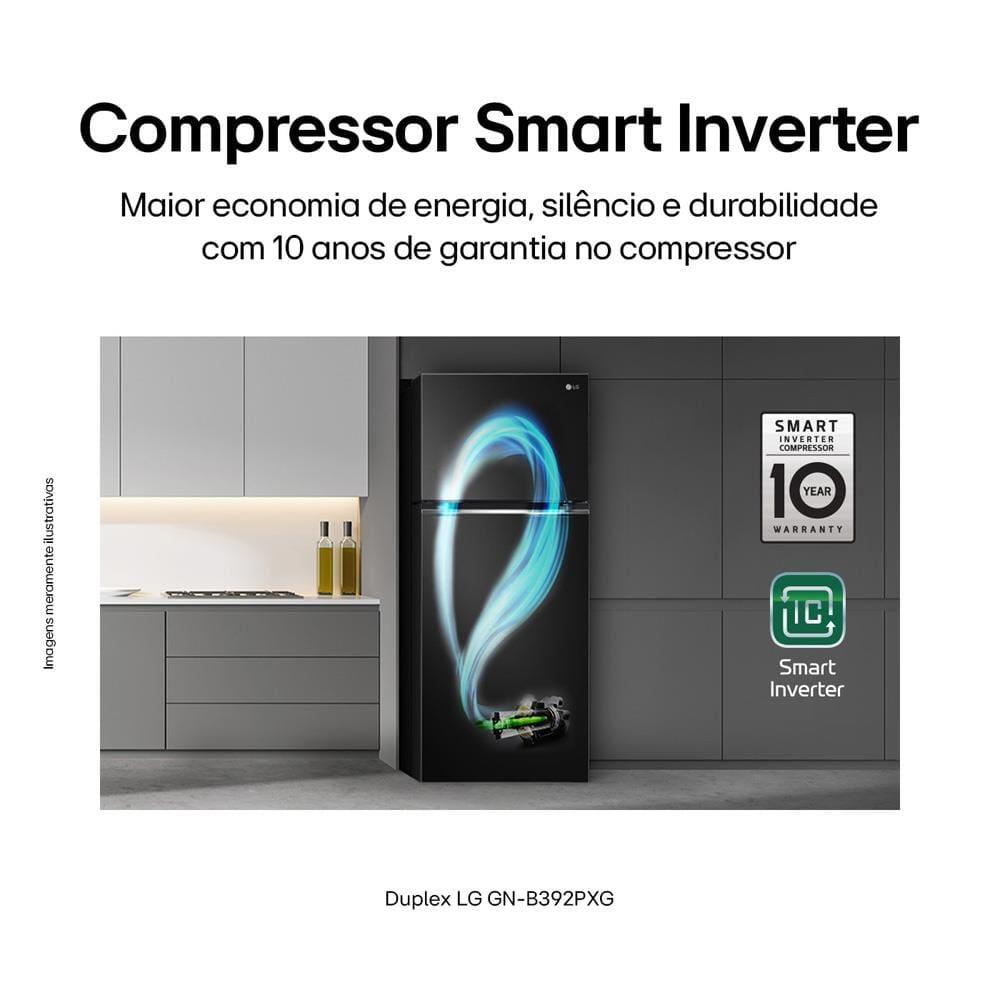 Geladeira LG Frost Free Preta GN-B392PXGB Duplex com Tecnologia Inverter Top Freezer - 395 litros - 3