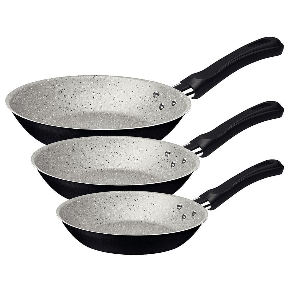 Conjunto de Frigideiras 3 Peças Tramontina Caribe em Alumínio com Revestimento Interno e Externo Antiaderente Starflon Max - Preto/Cinza - 1