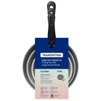 Conjunto de Frigideiras 3 Peças Tramontina Caribe em Alumínio com Revestimento Interno e Externo Antiaderente Starflon Max - Preto/Cinza - 3
