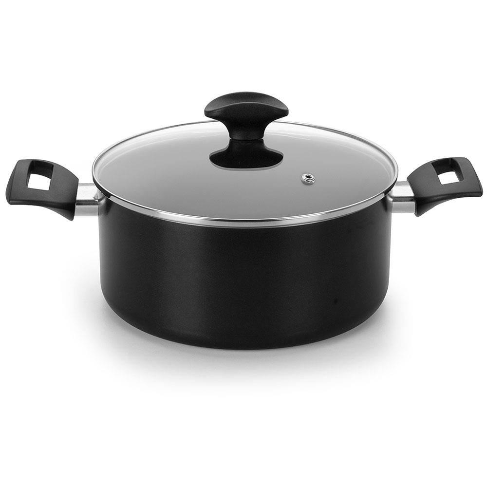 Conjunto de Panelas 5 Peças Multiflon Induct+ com Revestimento Antiaderente Quartzo, Fundo de Indução e Tampas com Saída de Vapor - Preto - 5