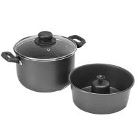 Jogo Banho-Maria 2 Peças Multiflon com Revestimento Antiaderente Ultra 7 e Tampa - Preto - 1
