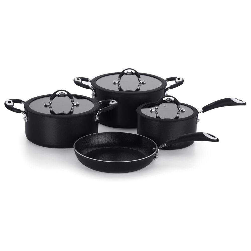 Conjunto de Panelas 4 Peças Multiflon Dom com Revestimento Antiaderente Quartzo 7 Camadas e Tampas com Saída de Vapor - Preto - 1