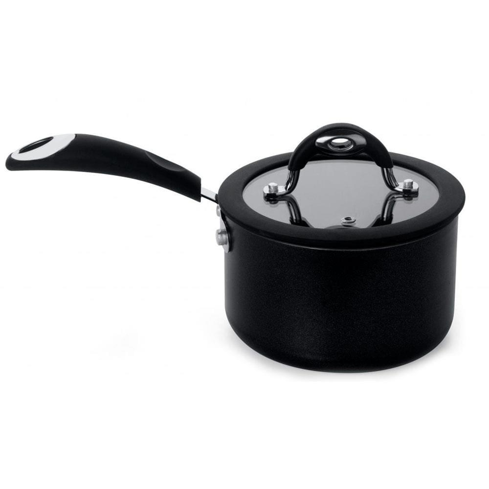 Conjunto de Panelas 4 Peças Multiflon Dom com Revestimento Antiaderente Quartzo 7 Camadas e Tampas com Saída de Vapor - Preto - 4