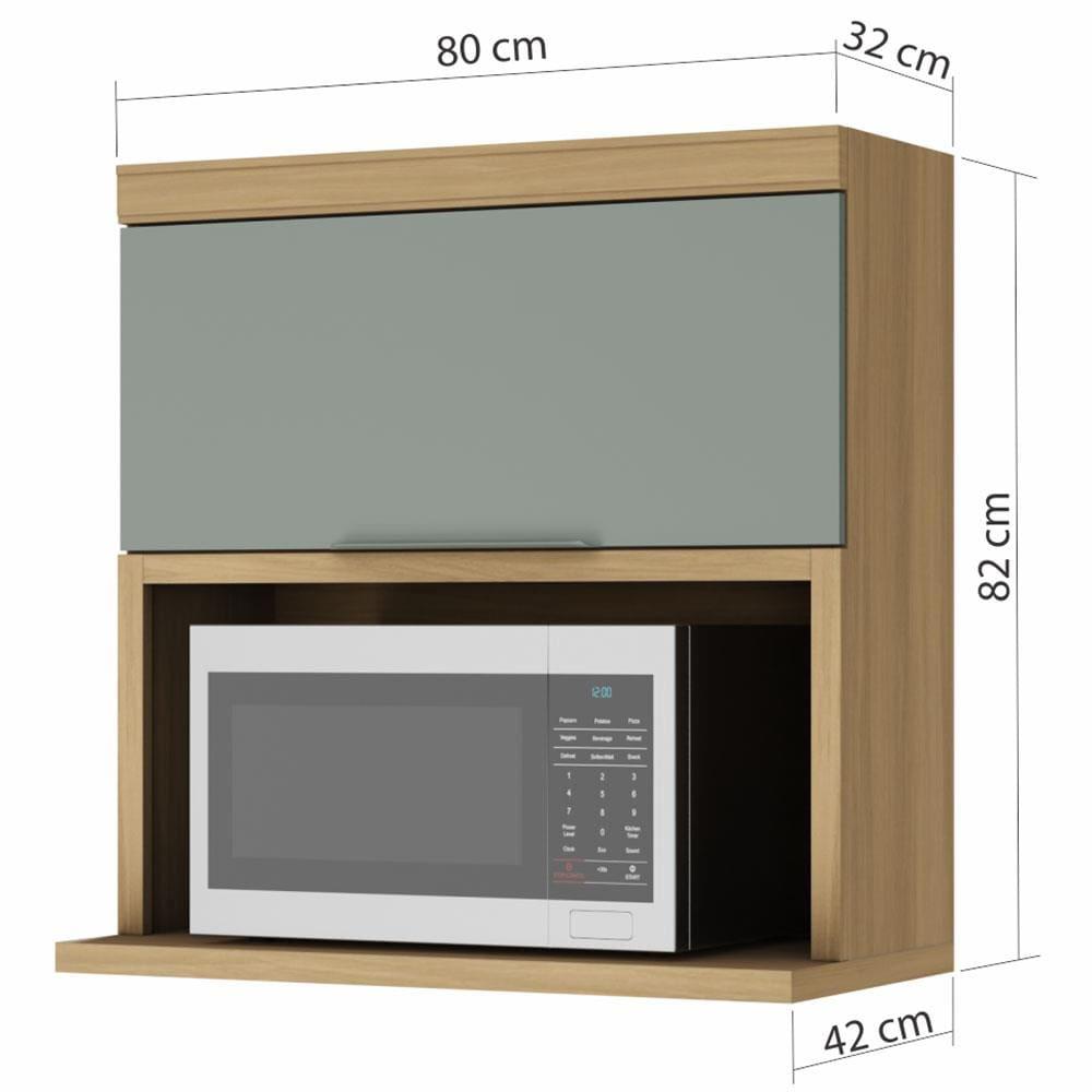 Armário Aéreo Nesher Marquesa em MDF 15mm com Nicho para Micro-ondas, 1 Porta e 1 Prateleira - 80cm de largura - 2