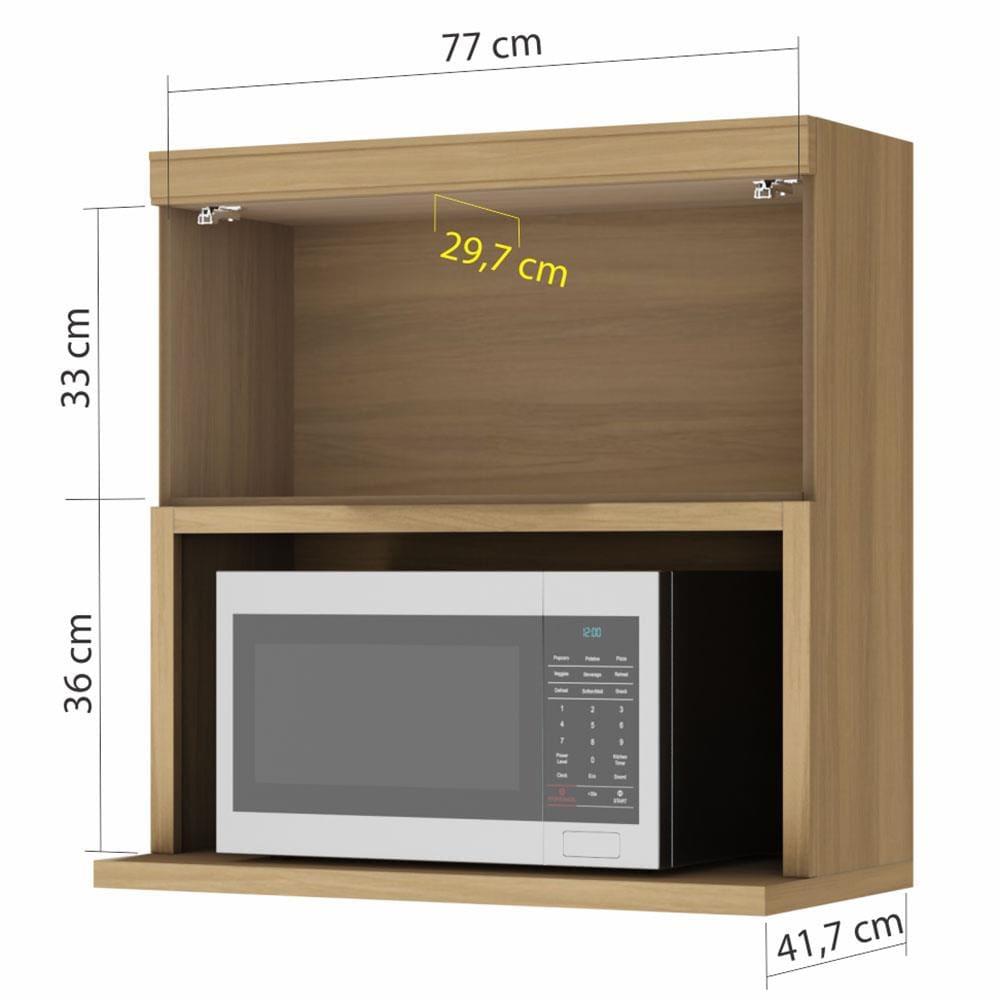 Armário Aéreo Nesher Marquesa em MDF 15mm com Nicho para Micro-ondas, 1 Porta e 1 Prateleira - 80cm de largura - 3