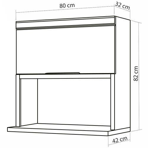 Armário Aéreo Nesher Marquesa em MDF 15mm com Nicho para Micro-ondas, 1 Porta e 1 Prateleira - 80cm de largura - 4