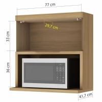 Armário Aéreo Nesher Marquesa em MDF 15mm com Nicho para Micro-ondas, 1 Porta e 1 Prateleira - 80cm de largura - 3