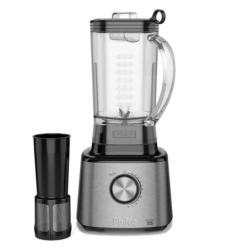 Liquidificador Philco PLQ2100PI Turbo Preto 1400W com 12 Velocidades - Preto/Inox - 1