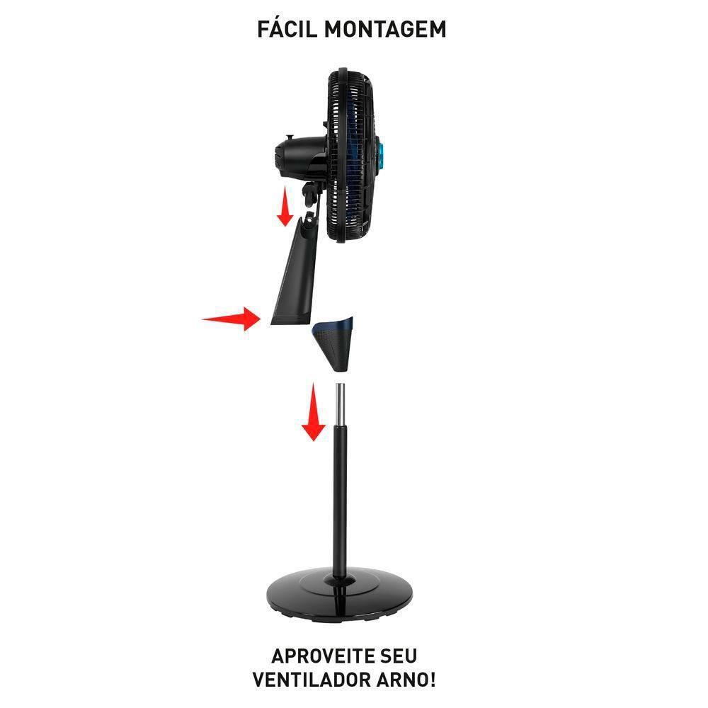 Ventilador de Coluna Arno Xtreme Force Breeze VB5C 40cm Repelente Líquido e 6 Pás - Preto - 7