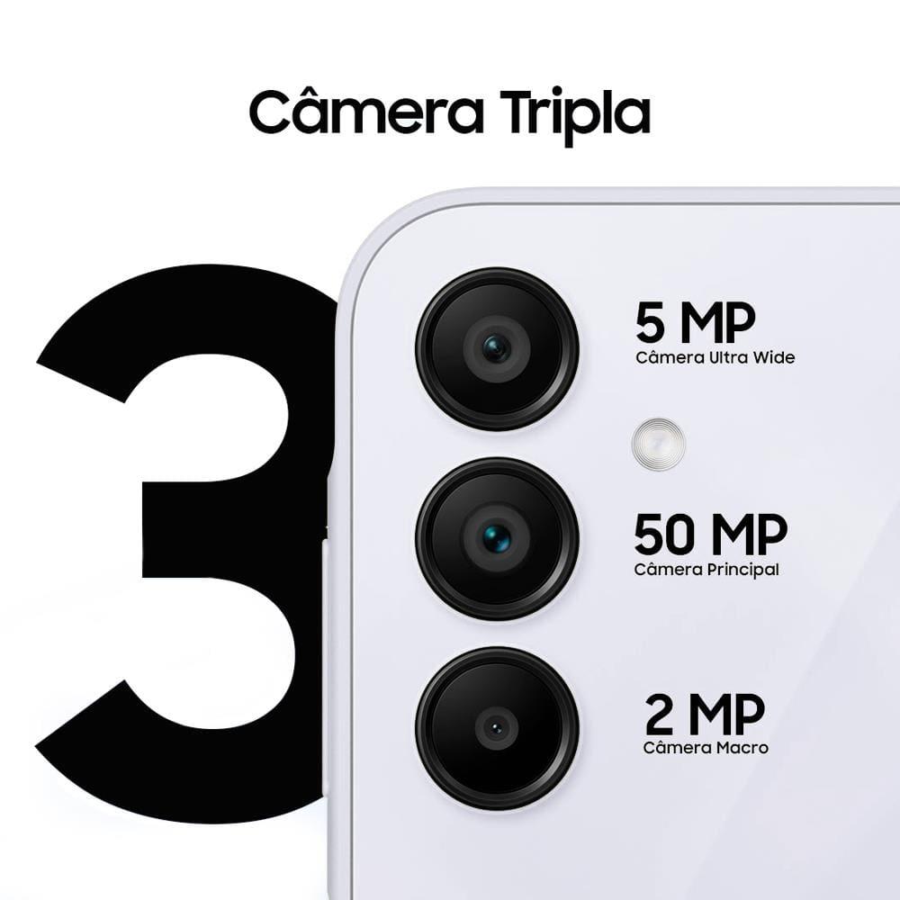 Smartphone Samsung Galaxy A15 4G Azul Claro 128GB, 4GB RAM, Processador Octa-Core, Câmera Tripla Traseira, Selfie de 13MP, Tela Infinita de 6.5" 90Hz - 7