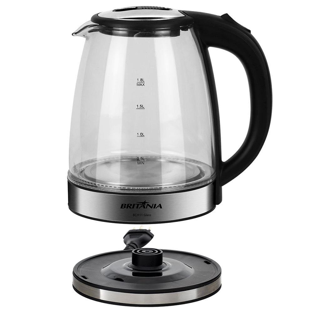 Chaleira Elétrica Britânia BCH11 Glass 1,8 L – Transparente/ Preta/Inox - 4