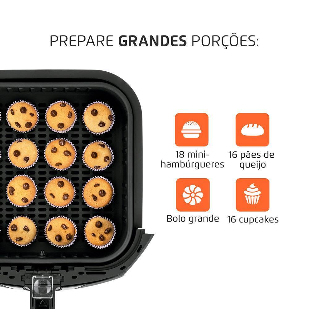 Fritadeira Elétrica Sem Óleo Air Fryer Mondial AFN-60 6L Preta/Inox - 3