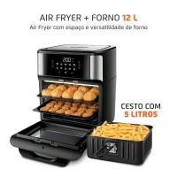 Fritadeira Elétrica Sem Óleo Air Fryer Oven 2 em 1 Mondial AFON-12L-BI 12L Digital – Preta/Inox - 2
