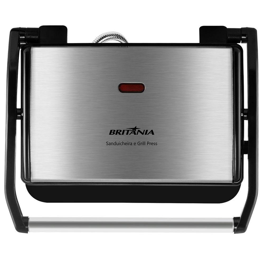 Sanduicheira Grill Britânia BGR27I Press 850W Antiaderente – Inox/Preta - 7