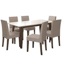 Mesa de Jantar Retangular Poliman Liz com 6 Cadeiras Estofadas e Revestidas em Suede - 160 cm de Largura - 2