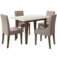 Mesa de Jantar Retangular Poliman Kate com Tampo de Vidro e 4 Cadeiras Revestidas em Suede - 2