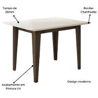 Mesa de Jantar Retangular Poliman Kate com Tampo de Vidro e 4 Cadeiras Revestidas em Suede - 5